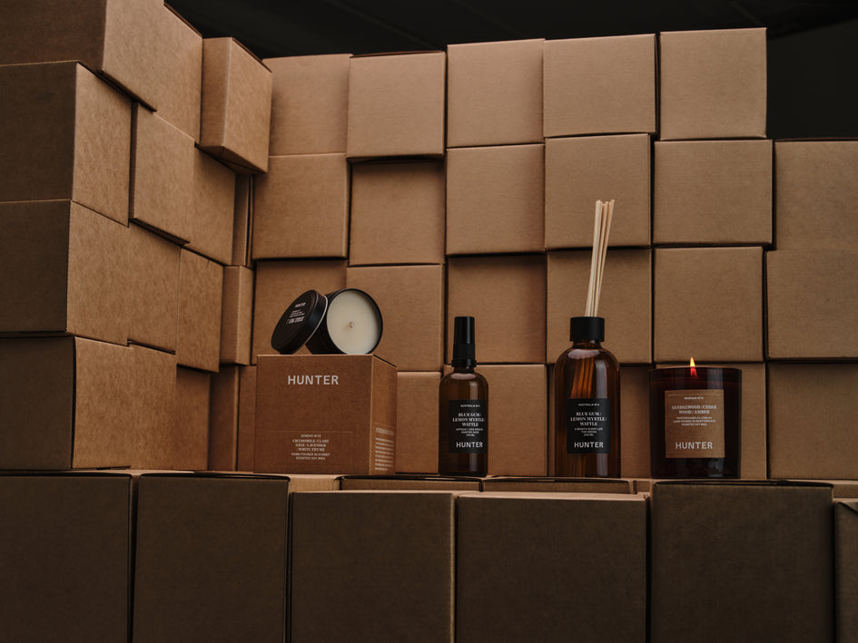 AUSTRALIA blue gum + lemon myrtle + wattle candle Hunter Candles